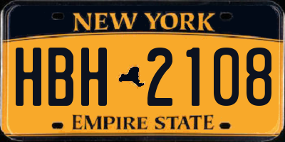 NY license plate HBH2108