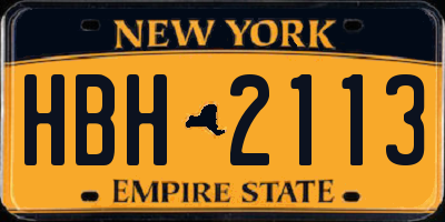 NY license plate HBH2113