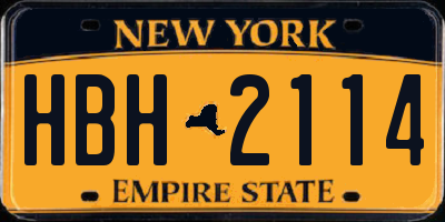 NY license plate HBH2114