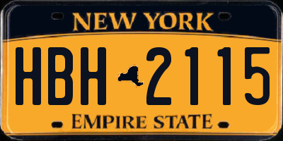 NY license plate HBH2115