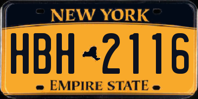 NY license plate HBH2116