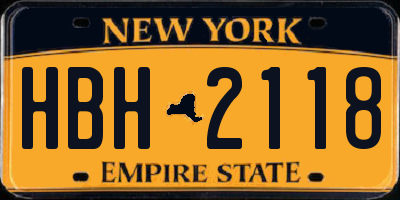NY license plate HBH2118