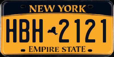 NY license plate HBH2121