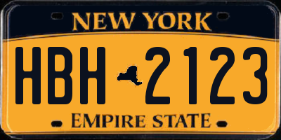 NY license plate HBH2123