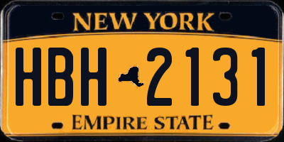 NY license plate HBH2131