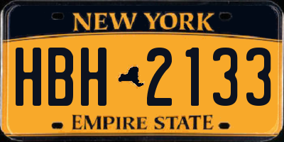 NY license plate HBH2133