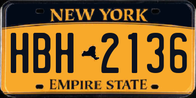 NY license plate HBH2136