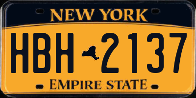 NY license plate HBH2137