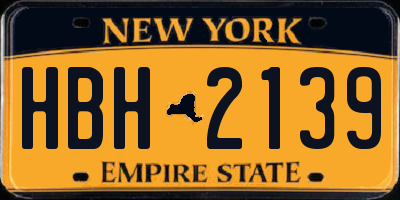 NY license plate HBH2139