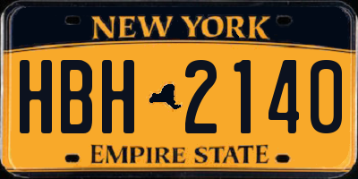 NY license plate HBH2140