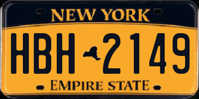 NY license plate HBH2149