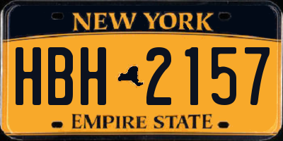 NY license plate HBH2157