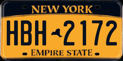 NY license plate HBH2172