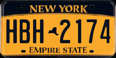 NY license plate HBH2174