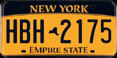 NY license plate HBH2175