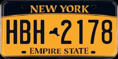 NY license plate HBH2178