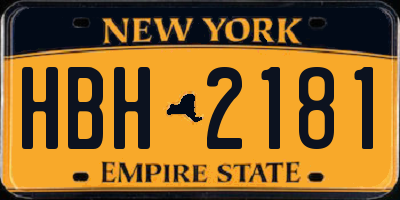 NY license plate HBH2181