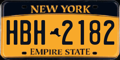 NY license plate HBH2182