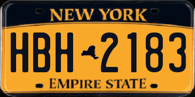 NY license plate HBH2183