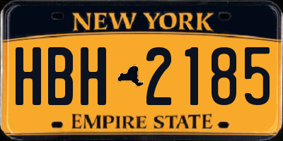 NY license plate HBH2185