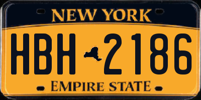 NY license plate HBH2186