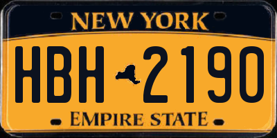 NY license plate HBH2190