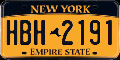 NY license plate HBH2191