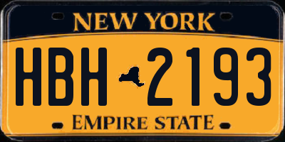 NY license plate HBH2193
