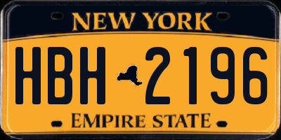 NY license plate HBH2196