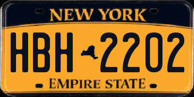 NY license plate HBH2202