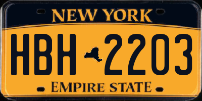 NY license plate HBH2203