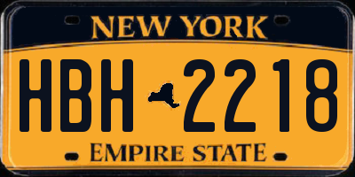 NY license plate HBH2218