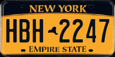 NY license plate HBH2247