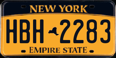 NY license plate HBH2283
