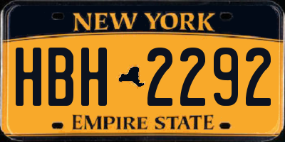 NY license plate HBH2292