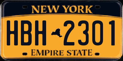 NY license plate HBH2301