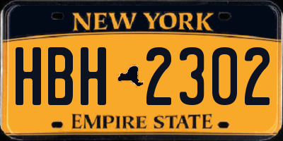NY license plate HBH2302