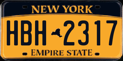NY license plate HBH2317