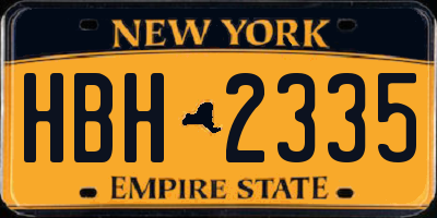 NY license plate HBH2335