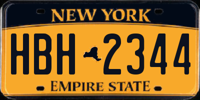 NY license plate HBH2344