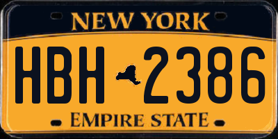 NY license plate HBH2386