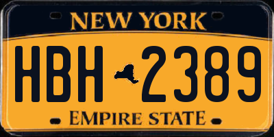 NY license plate HBH2389
