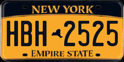 NY license plate HBH2525