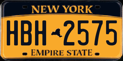 NY license plate HBH2575