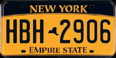 NY license plate HBH2906