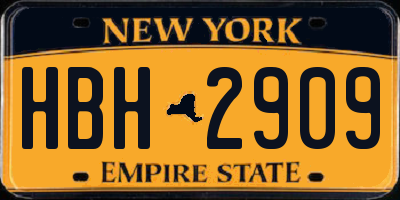 NY license plate HBH2909