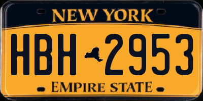 NY license plate HBH2953