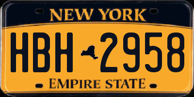 NY license plate HBH2958
