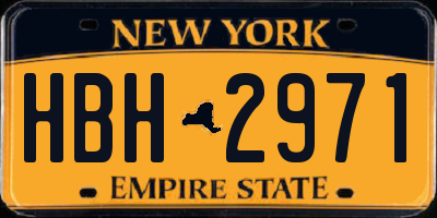 NY license plate HBH2971