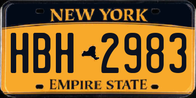 NY license plate HBH2983